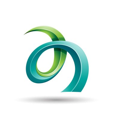 Açık ve koyu yeşil sarmaşık gibi harf A simge kıvrılmış