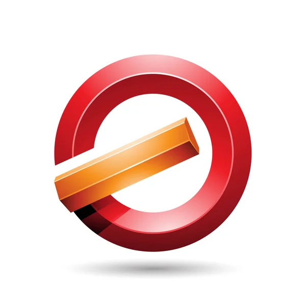 Oranžové a červené kulaté lesklý obrácené písmeno G nebo ikonu — Stockový vektor