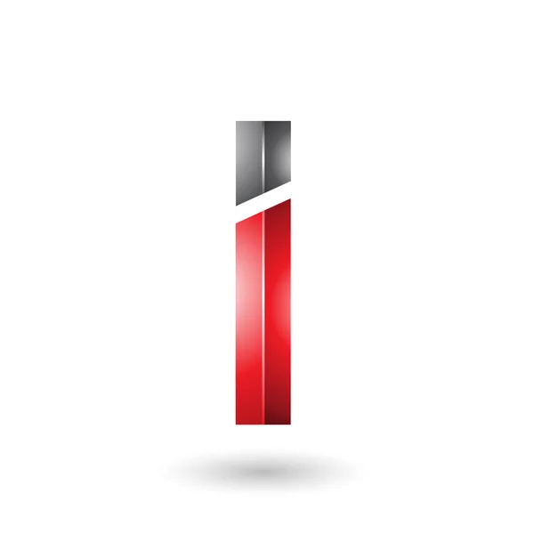 Röda och svarta rektangulära glansigt bokstaven I — Stock vektor
