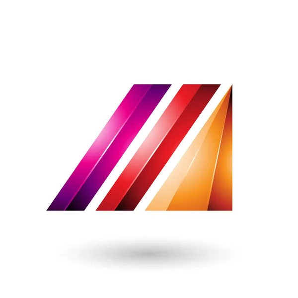 Rode en Magenta Letter M van Glossy Diagonal Bars — Stockvector