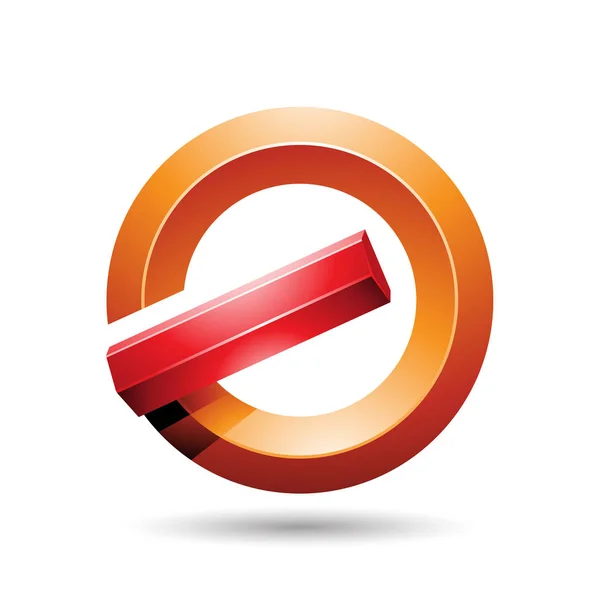 Piros és narancssárga kör fényes fordított G betű vagy egy ikon — Stock Vector