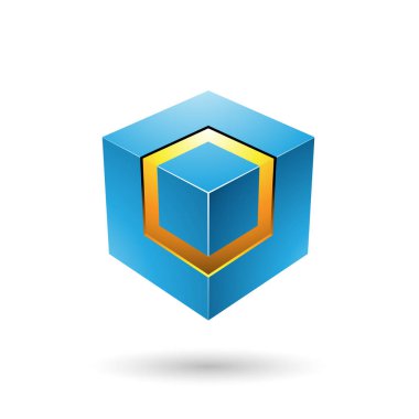 Parlak çekirdek vektör Illustration ile mavi Bold Cube