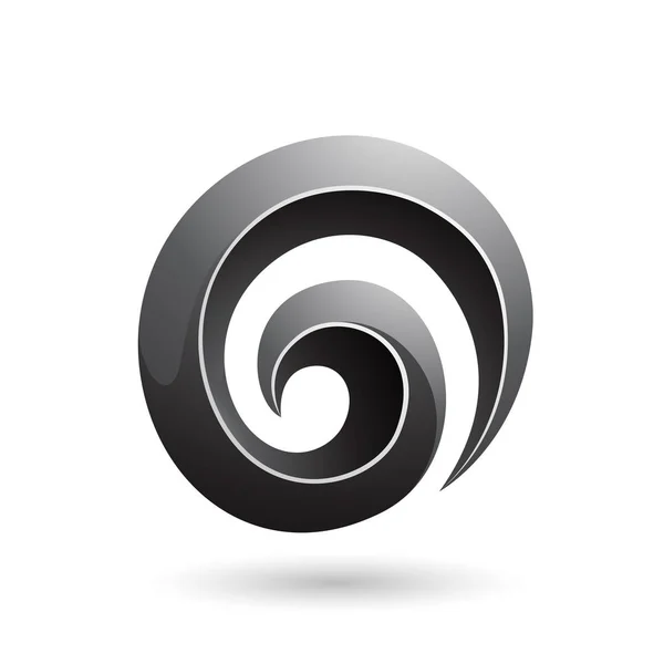 Czarny 3D błyszczący Swirl kształt wektor ilustracja — Wektor stockowy