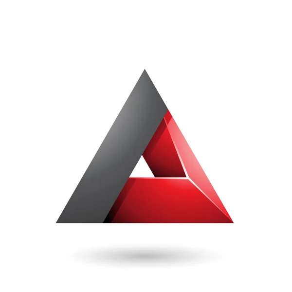 Triangle 3d noir et rouge avec illustration vectorielle de trou — Image vectorielle