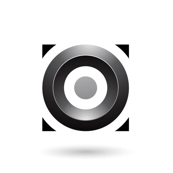Zwarte glanzende cirkel in een vierkante vector illustratie — Stockvector
