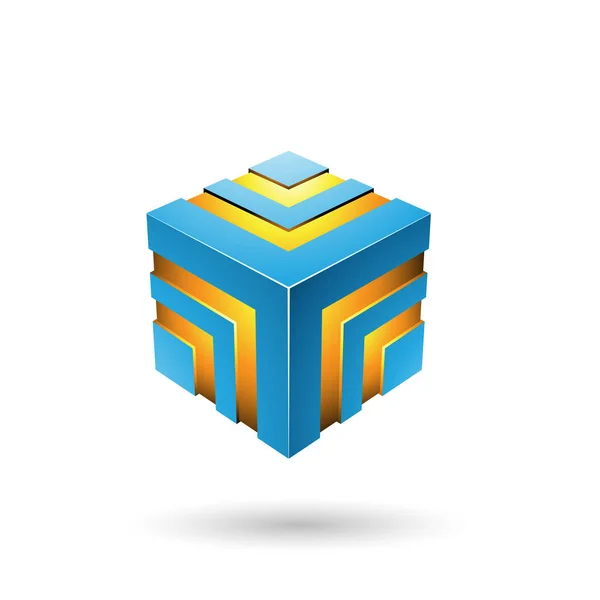 Blue Bold Listrado Cubo Vector Ilustração — Vetor de Stock