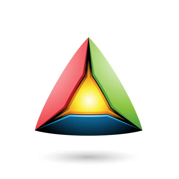 Niebieska czerwona i zielona piramida z świecącym rdzą Vector Illustrati — Wektor stockowy
