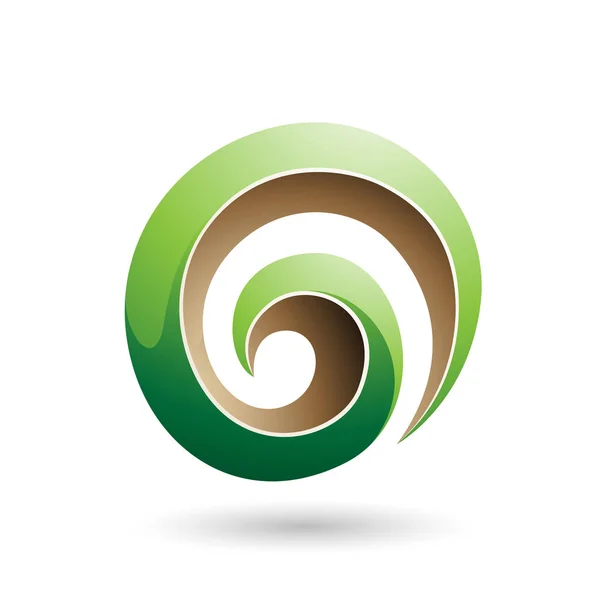 Zielony i beżowy 3D błyszczący Swirl kształt wektor ilustracja — Wektor stockowy