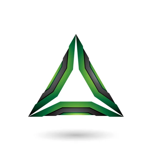 Ilustración de vectores de triángulo mecánico verde y negro — Vector de stock