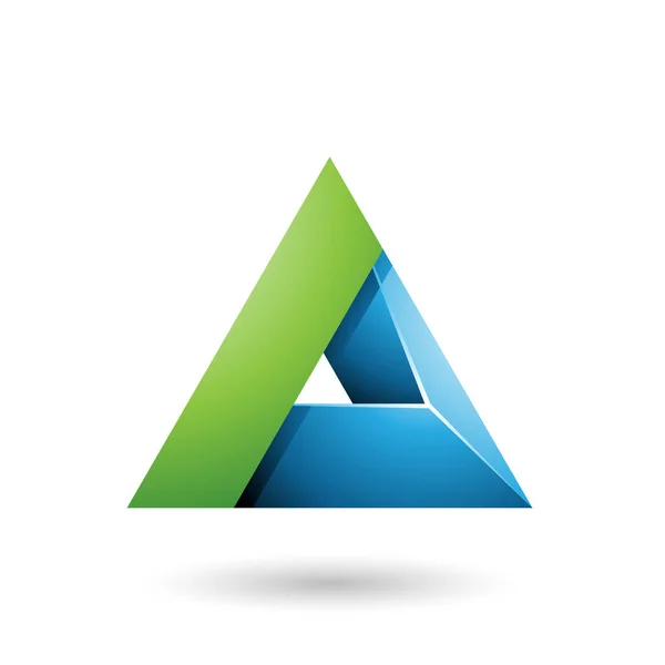 Зелений і синій 3D трикутник з векторною дірою Векторна ілюстрація — стоковий вектор