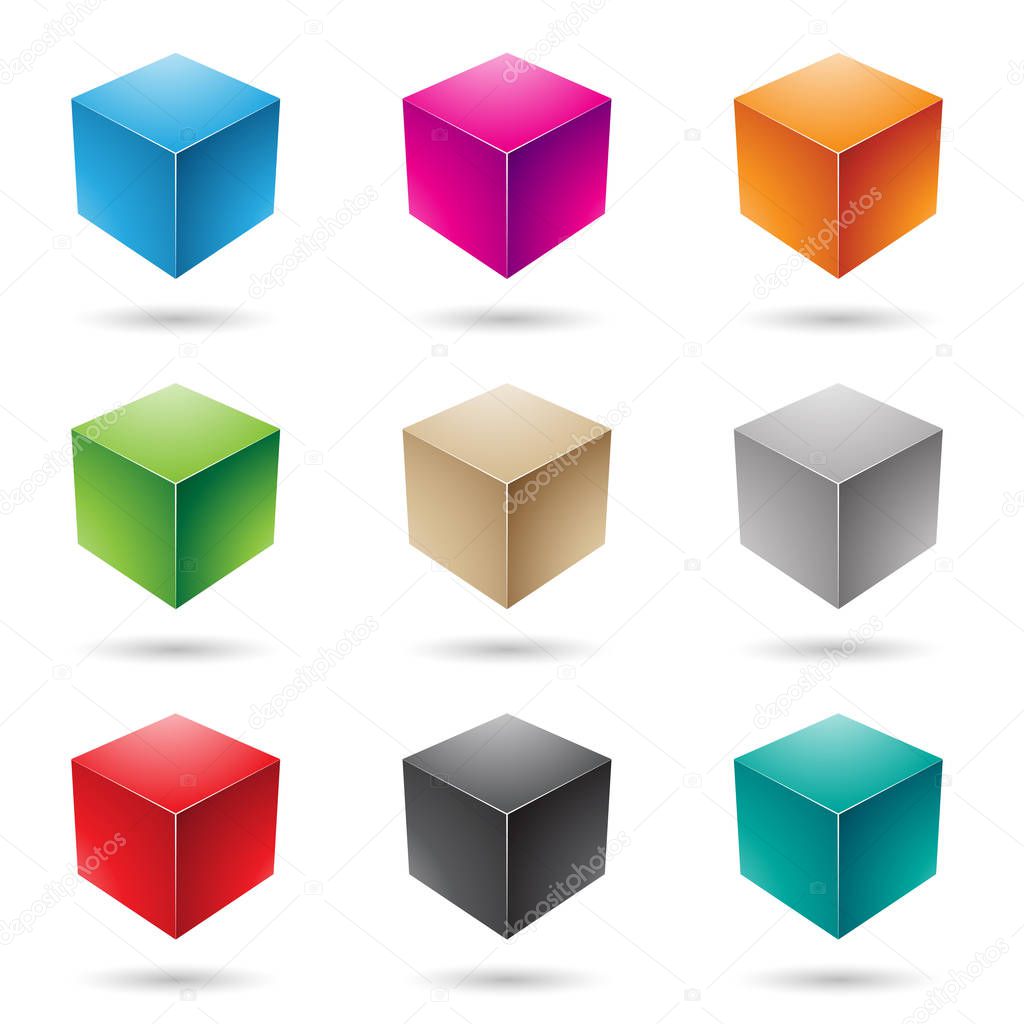 Vector Illustration of Colorful Bold Cubes isolated on a white background