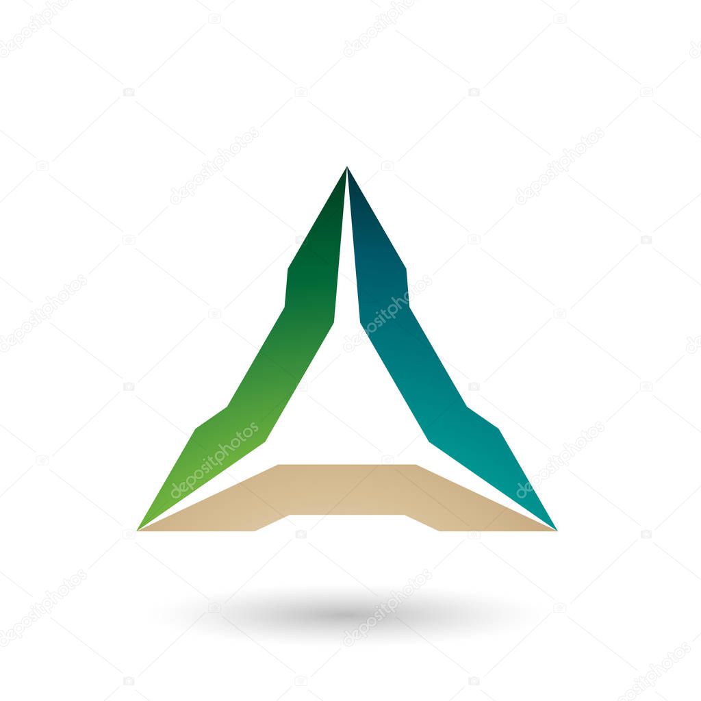 Vector Illustration of Green and Beige Spiked Triangle isolated on a white background