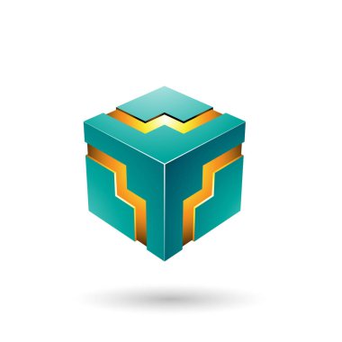 Farsça yeşil Bold Zigzag Cube Vector Illustration