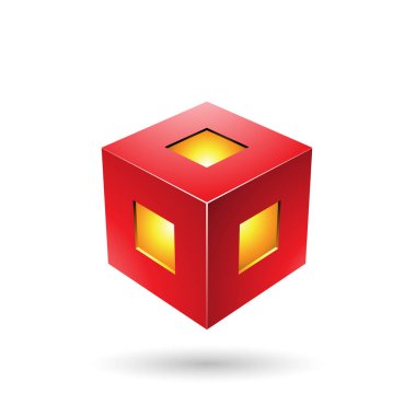 Kırmızı Bold Lantern Cube Vector Illustration