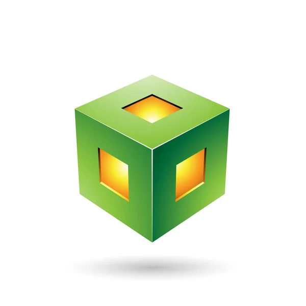 Green Bold Lantern Cube Vector Illustration — Stock Vector