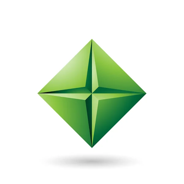 Grünes Diamant-Symbol mit einer sternförmigen Vektorabbildung — Stockvektor