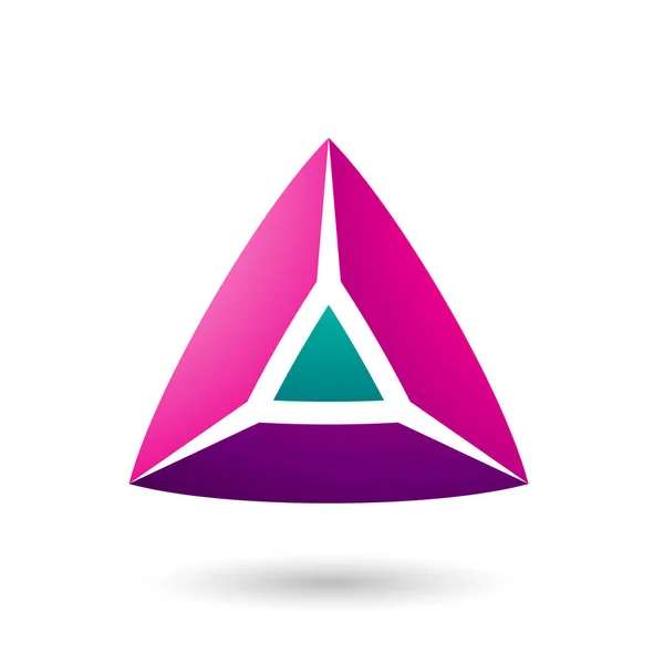 Magenta och grön 3D Pyramidical form vektor illustration — Stock vektor