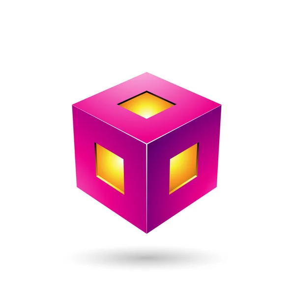 Magenta Bold Lane Cube Vector — стоковый вектор