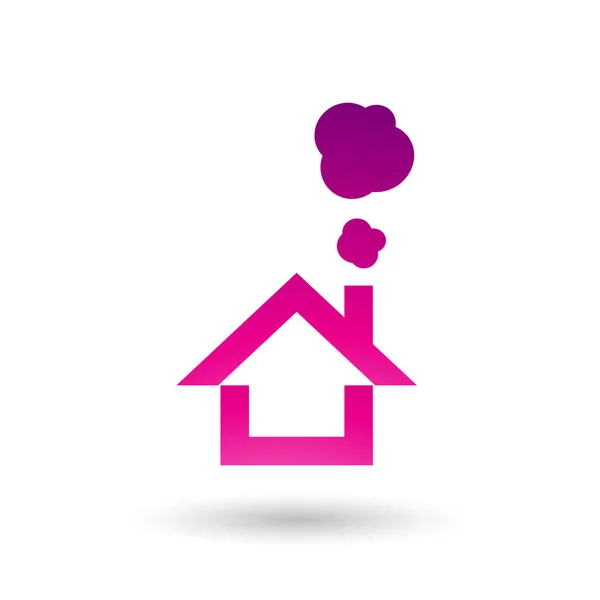 Symbol purpurové barvy domu a kouře ilustrace — Stockový vektor