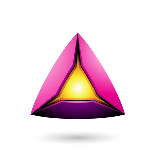 Magenta Pyramid with a Glowing Core Vector Illustration — Stock Vector