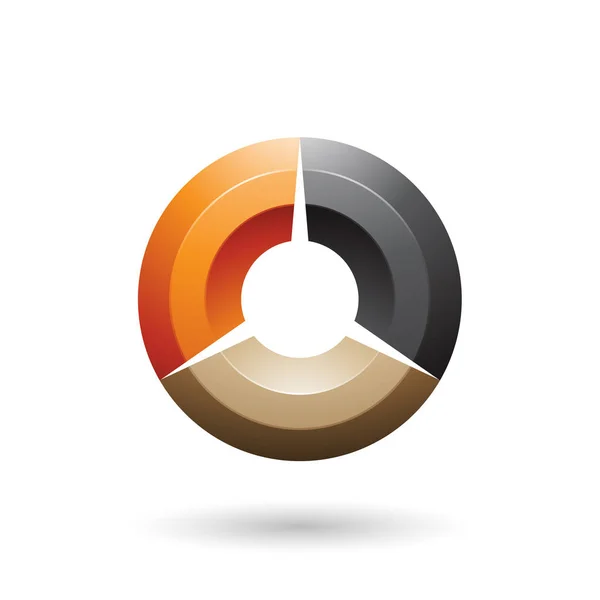 オレンジと黒の光沢のあるシェーディングサークルベクトルイラスト — ストックベクタ