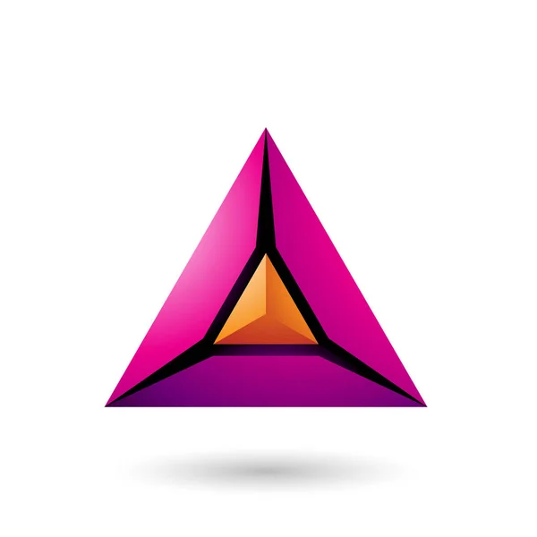 Orangen und Magenta 3D Pyramiden Icon Vektor Illustration — Stockvektor