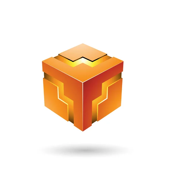 Orange Bold Zigzag Cube Vector Illustration — Stock Vector