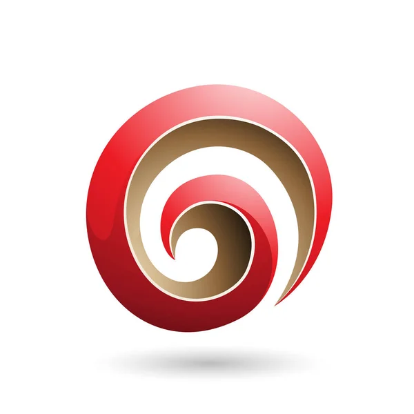 Red and Beige 3d Glossy Swirl Shape Vector Illustration — Stock Vector