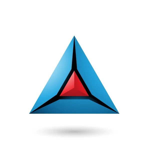 Red and Blue 3d Pyramid Icon Vector Illustration — Stock Vector