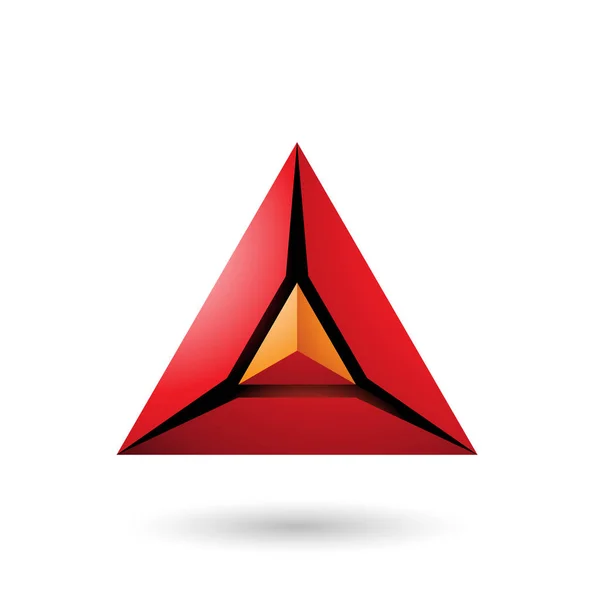 Rote und orangefarbene 3D-Pyramidensymbol-Vektor-Illustration — Stockvektor