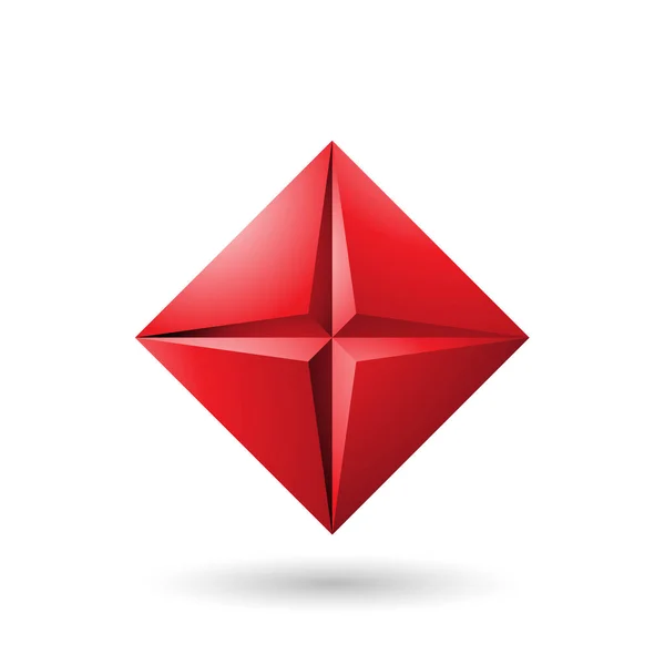 Icono de diamante rojo con una ilustración vectorial en forma de estrella — Archivo Imágenes Vectoriales