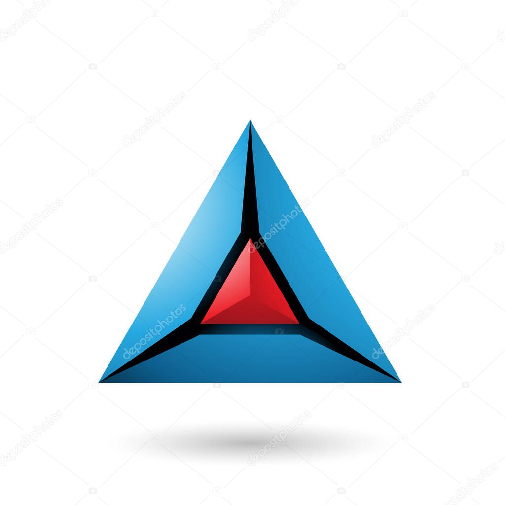 Vector Illustration of Red and Blue 3d Pyramid Icon isolated on a white background