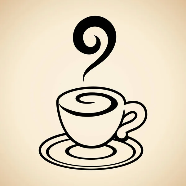 Icono de taza de café negro aislado en un fondo beige Vector Illu — Vector de stock