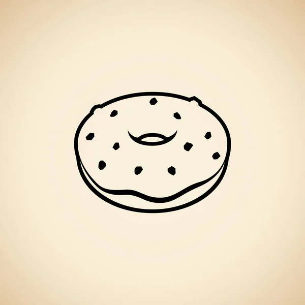 Zwart donut pictogram geïsoleerd op een beige achtergrond vector illust — Stockvector