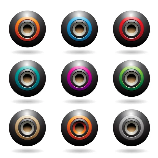 Iconos de altavoz de esfera en relieve negro Vector Illustration — Vector de stock