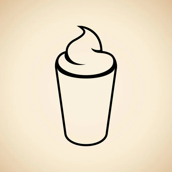 Zwarte Frappuccino pictogram geïsoleerd op een beige achtergrond vector ziek — Stockvector