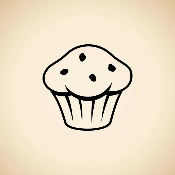 Schwarzes Muffin-Symbol auf beigem Hintergrund — Stockvektor