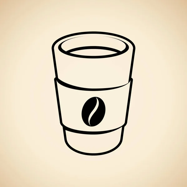 Чорна паперова кава або чашка чаю значок ізольований на бежевому backgroun — стоковий вектор