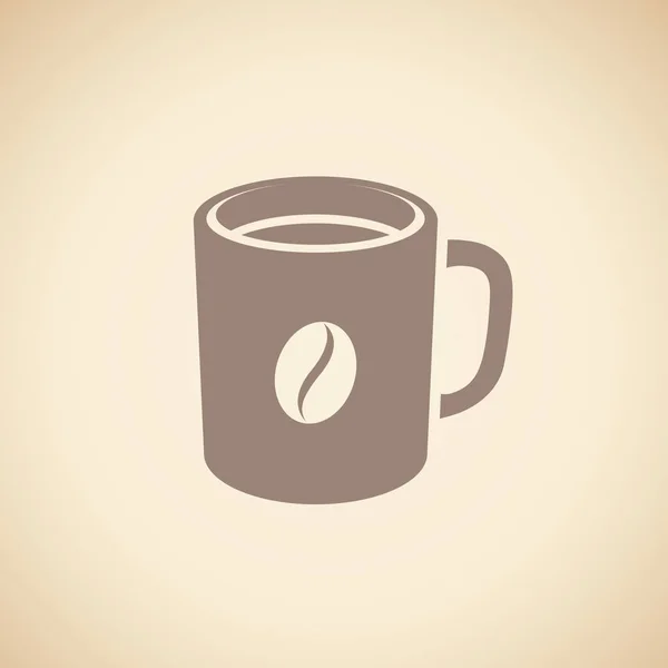 Bruine koffie mok met een koffieboon pictogram geïsoleerd op een beige BAC — Stockvector