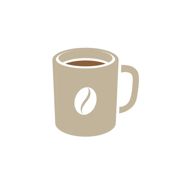 Tasse à café brune avec une icône de haricot de café isolé sur un bac blanc — Image vectorielle