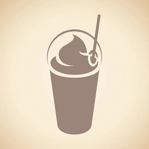 Bruin Frappuccino met een deksel en stro pictogram geïsoleerd op een beige — Stockvector