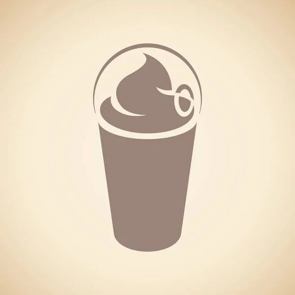 Frappuccino marrón con un icono de la tapa aislado sobre un fondo beige — Archivo Imágenes Vectoriales