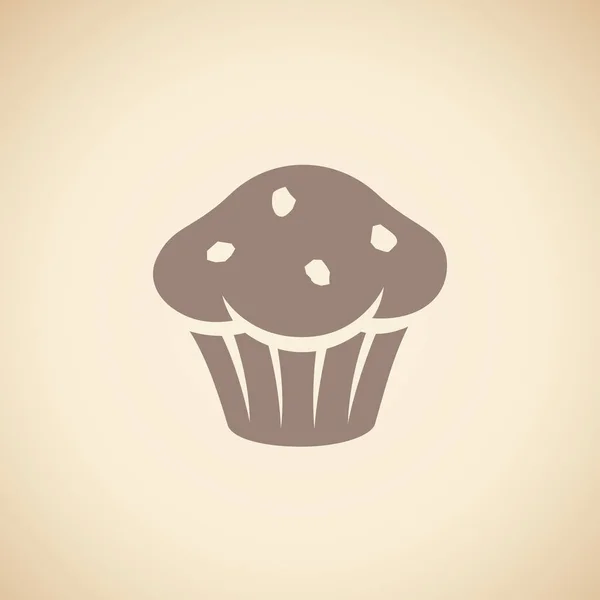 Ícone de muffin marrom isolado em um vetor de fundo bege Illustra — Vetor de Stock