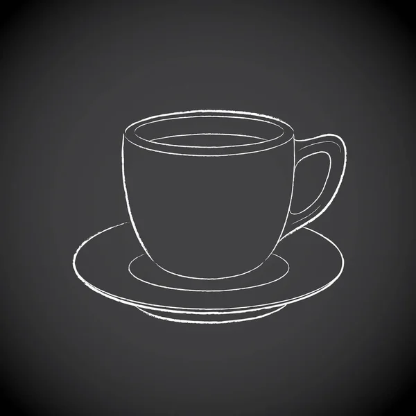 Tafelzeichnung eines Kaffeetassen-Symbols auf einer Tafel — Stockvektor