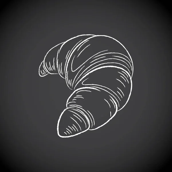 Dibujo de pizarra de un icono de Croissant en un vector de pizarra Il — Vector de stock