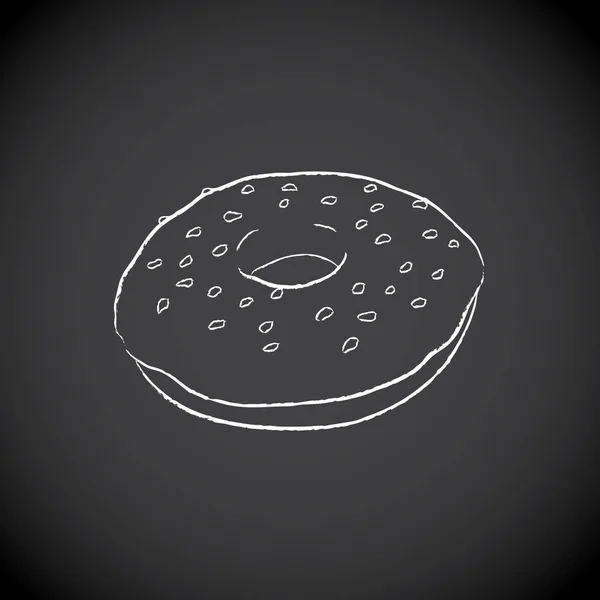 Kreidezeichnung eines Donut-Symbols auf einem Tafel-Vektor krank — Stockvektor