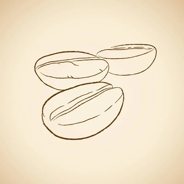 Dessin au fusain des grains de café Icône sur fond beige Vect — Image vectorielle