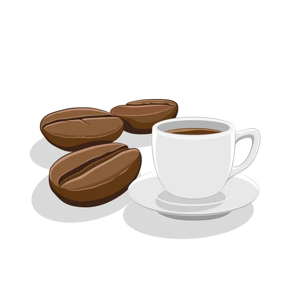 Ziarna kawy i filiżanka kawy ilustracja wektor — Wektor stockowy