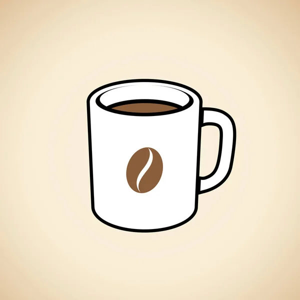 Taza de café con un icono de grano de café aislado en un fondo beige — Vector de stock