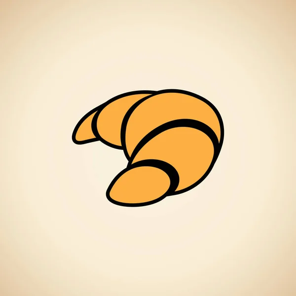 Croissant Icono aislado en un fondo beige Vector Illustratio — Archivo Imágenes Vectoriales